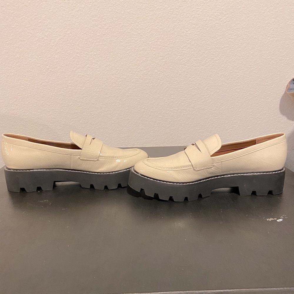 Franco Sarto white lug sole loafers